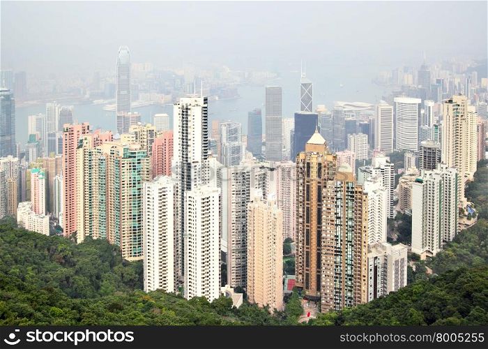 Hong Kong island, view from Victoria Peak