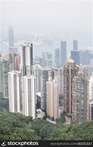 Hong Kong island, view from Victoria Peak