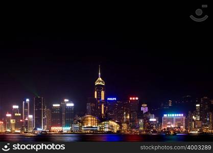Hong kong skyline at night