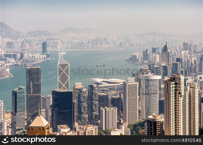 Hong Kong skyline view from Victoria Peak