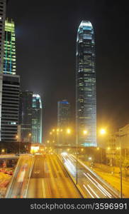 Hong Kong traffic at night. Long exposure