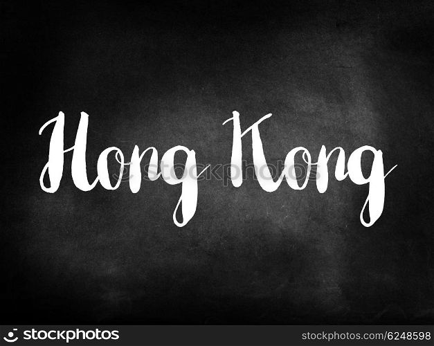 Hong Kong written on a blackboard