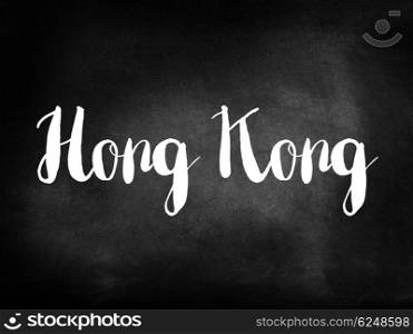Hong Kong written on a blackboard