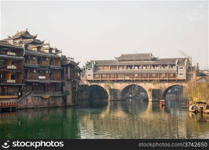 Hongqiao Bridge at Fenghuang (Phoenix) ancient town Hunan province, China