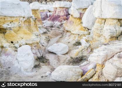 hoodoos, clay and sandstone erosion geological formations in Paint Mine Interpretive Park at Calhan near Colorado Springs, Colorado