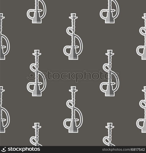 Hookah Silhouette Isolated on Grey Background. Seamless Pattern. Hookah Silhouette Seamless Pattern