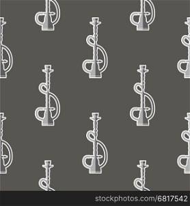 Hookah Silhouette Isolated on Grey Background. Seamless Pattern. Hookah Silhouette Seamless Pattern