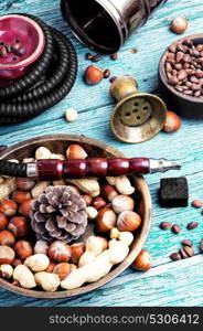 Hookah with a nut taste. turkish smoking hookah with a taste of mix nut