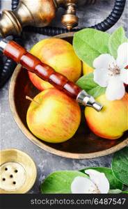 Hookah with apple. Oriental hookah with the aroma apple for relax.Apple shisha