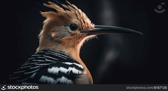 Hoopoe bird close up with forest background. Generative AI.. Hoopoe bird close up with forest background. Generative AI