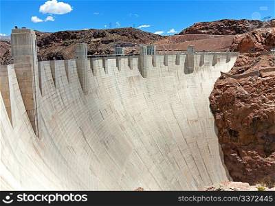 Hoover Dam in sunny day on the border of Arizona and Nevada