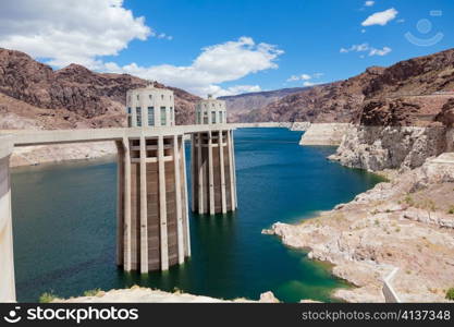 Hoover Dam in sunny day on the border of Arizona and Nevada