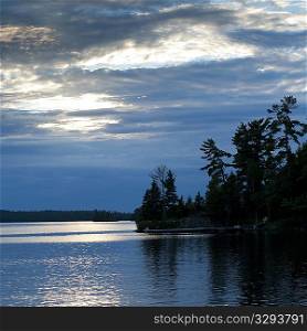 Horizon at dusk at Lake of the Woods, Ontario