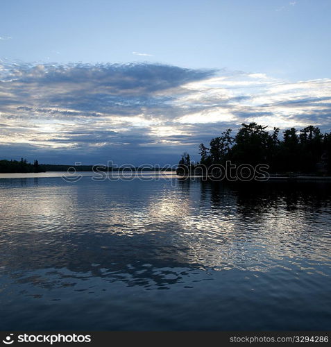 Horizon at dusk in Lake of the Woods, Ontario