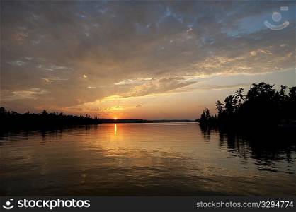 Horizon at sunset in Lake of the Woods, Ontario