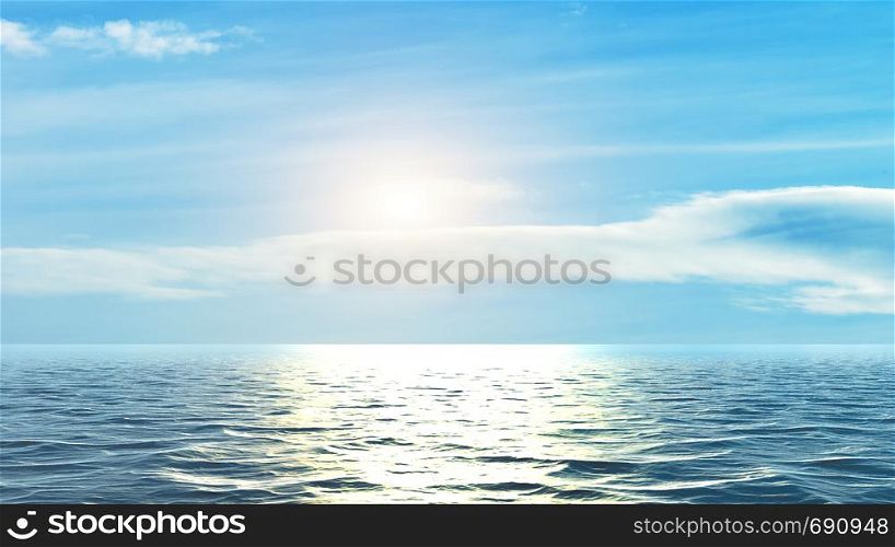 Horizon of the sea at sunset in the Atlantic