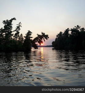 Horizon sky at dusk in Lake of the Woods, Ontario