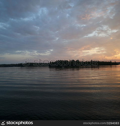 Horizon sky at dusk in Lake of the Woods, Ontario