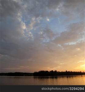 Horizon sky at dusk in Lake of the Woods, Ontario