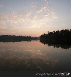 Horizon sky at sunset in Lake of the Woods, Ontario