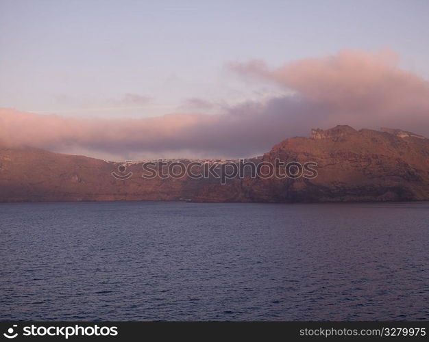 Horizon view of Santorini Greece