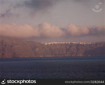 Horizon view of Santorini Greece
