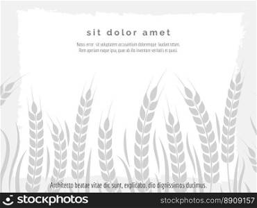 Horizontal agriculture poster with wheat branches. Horizontal agriculture poster with wheat branches vector illustration. Stylish monochromic harvest background