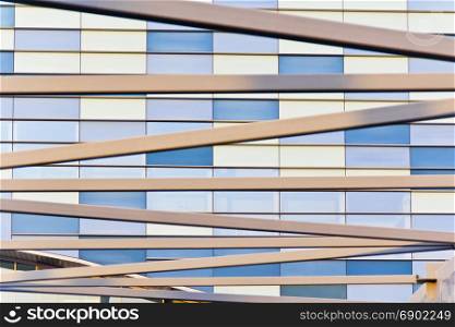 Horizontal background of glass blue modern architecture
