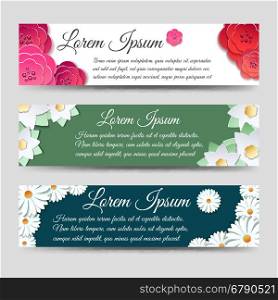 Horizontal banners template with flowers. Horizontal colorful banners template with flowers. Vector illustration