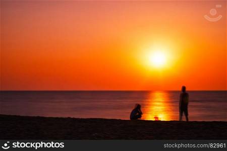 Horizontal beach sunet child birth background backdrop