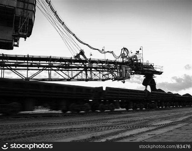 Horizontal black and white loading industrial process background backdrop. Horizontal black and white loading industrial process background