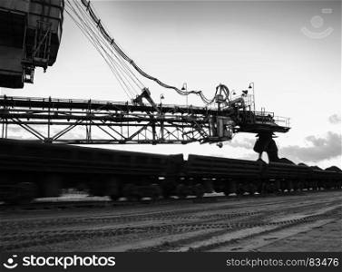 Horizontal black and white loading industrial process background backdrop. Horizontal black and white loading industrial process background