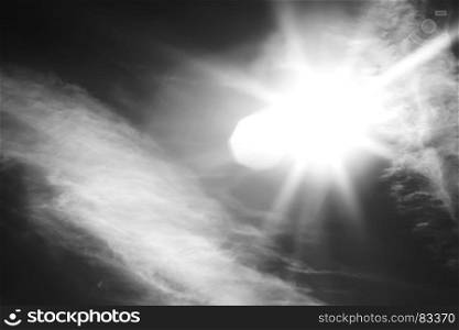 Horizontal black and white sun flare background. Horizontal black and white sun flare background hd