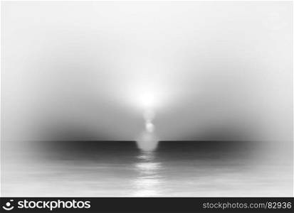 Horizontal black and white vibrant colorful ocean horizon sunset landscape background backdrop. Horizontal black and white vibrant colorful ocean horizon sunset