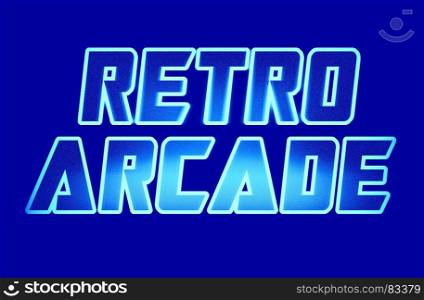 Horizontal blue retro arcade text illustration background