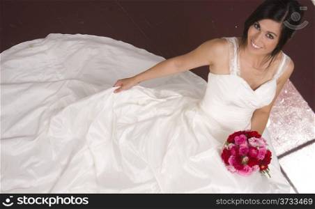 Horizontal Bride White Wedding Gown