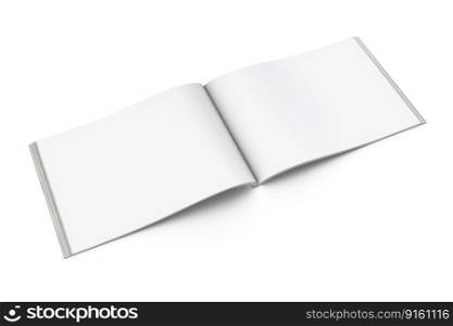 Horizontal Brochure; Magazine Mockup on White Background. 3D Rendering