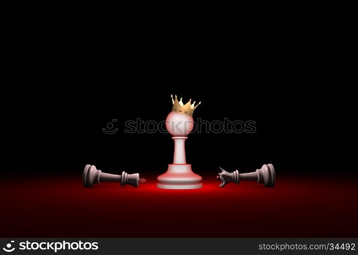 Horizontal chess composition. Available in high-resolution and several sizes to fit the needs of your project. 3D renderi illustration. Black background layout with free text space.