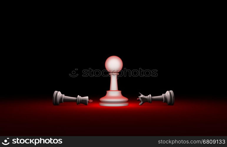 Horizontal chess composition. Available in high-resolution and several sizes to fit the needs of your project. 3D renderi illustration. Black background layout with free text space.