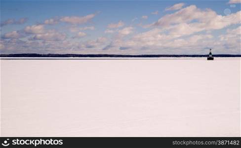 Horizontal composition frozen great lake northern united states