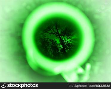 Horizontal green cup of tea trees reflection bokeh background backdrop. Horizontal green cup of tea trees reflection bokeh background ba