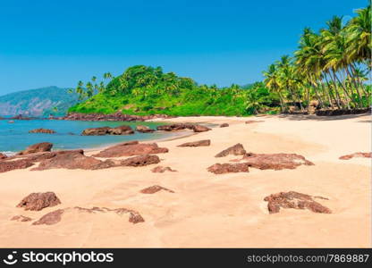 Horizontal picture of beautiful tropical beach in the afternoon