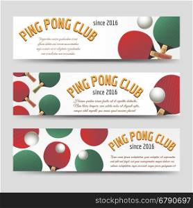 Horizontal ping pong banners. Sport banners set vector illustration. Horizontal ping pong banners