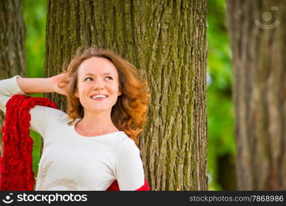 Horizontal portrait of a happy beautiful girl outdoors