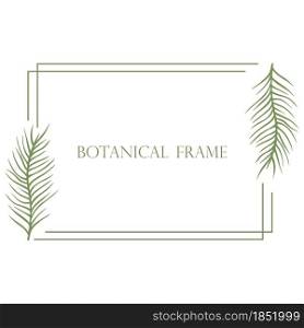 Horizontal rectangular frame with sheets vector illustration. Rustic simple natural rim. Deciduous template for postcards and congratulations.. Horizontal rectangular frame with sheets vector illustration.