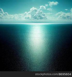 Horizontal shot of a beautiful untouched ocean 3d illustrated
