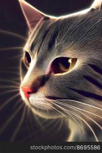 Horizontal shot of a cute cats portrait 3d illustrated