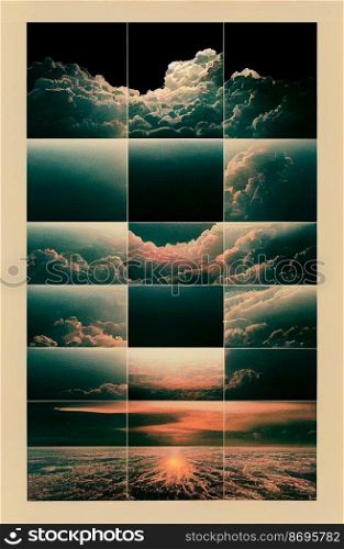 Horizontal shot of a earth’s clouds in pieces 3d illustrated