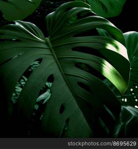 Horizontal shot of a monstera plant 3d illustrated