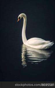 Horizontal shot of cute white swan 3d illustrated